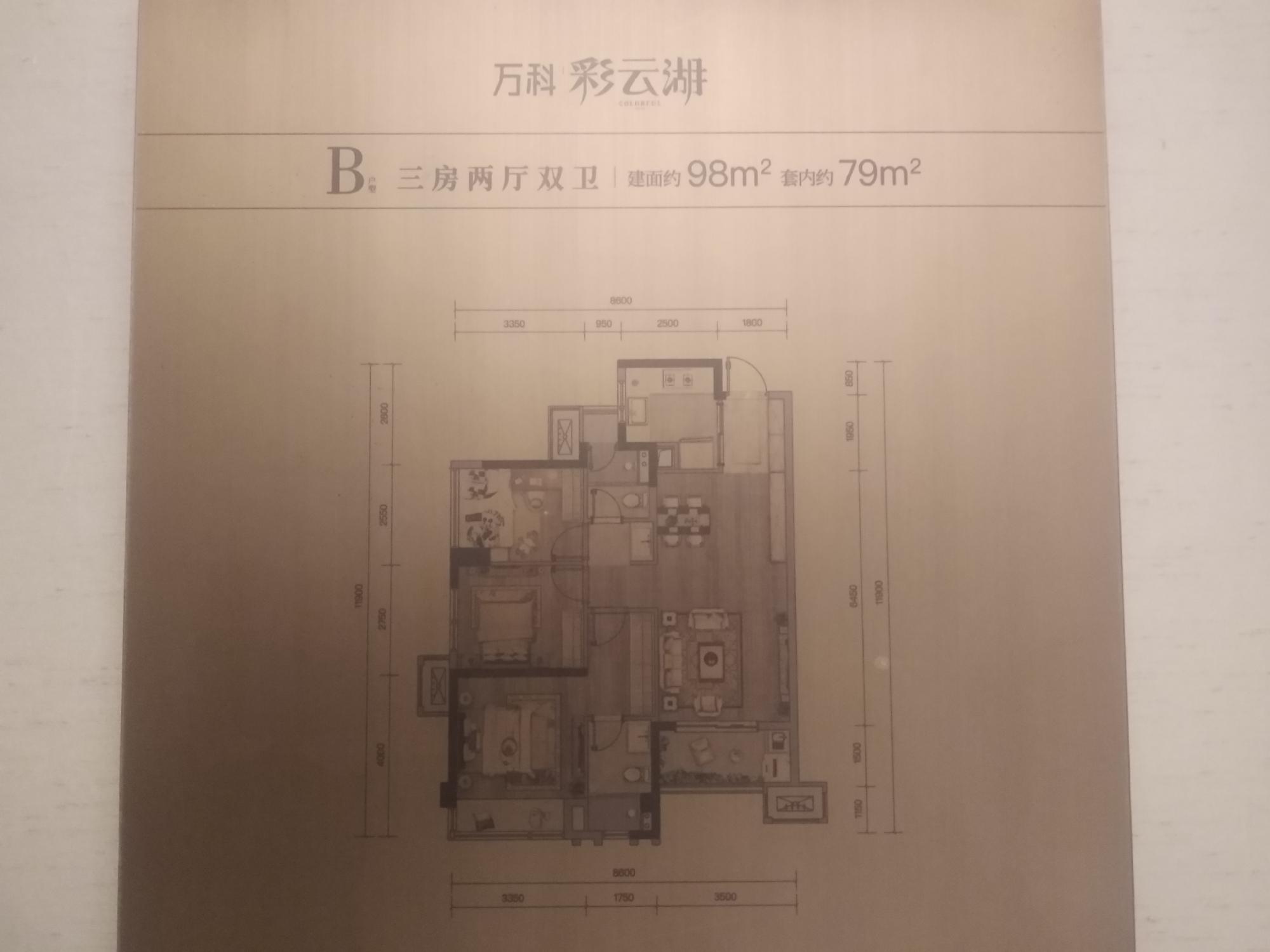 万科彩云湖3房 精装98平5楼160万盘龙正南